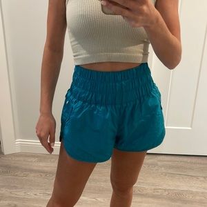 FREE PEOPLE Blue Turquoise High Waisted Athletic Shorts